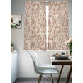 thumbnail image 4 of Vintage Wallpaper Sheer Curtains 72 Inch Long 2 Panels, Brown Leaf Flower Plants Texture Light Filtering Rod Pocket Semi Sheer Curtains, Sheer Voile Drapes for Living Room Bedroom, 52"x72", 4 of 5