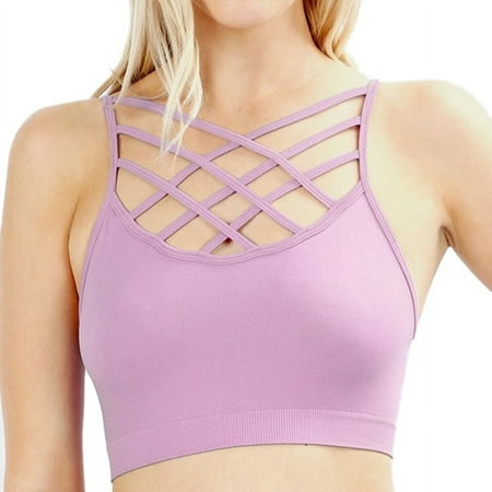 

Cutout Bralette Sports Bra Crop Top Caged Strappy Criss Cross Cleavage Workout