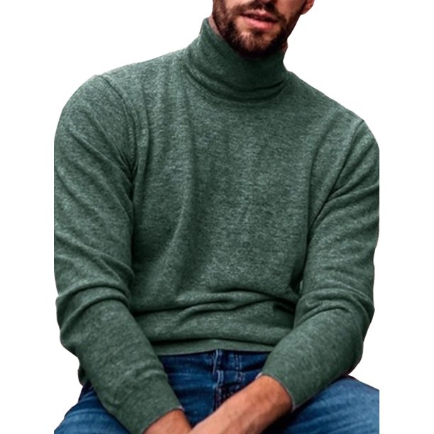 Men Knitted High Neck Pullover Long Sleeve Winter Turtleneck Slim Fit Tight Knit Shirt Jumper Knitwear Walmart Com