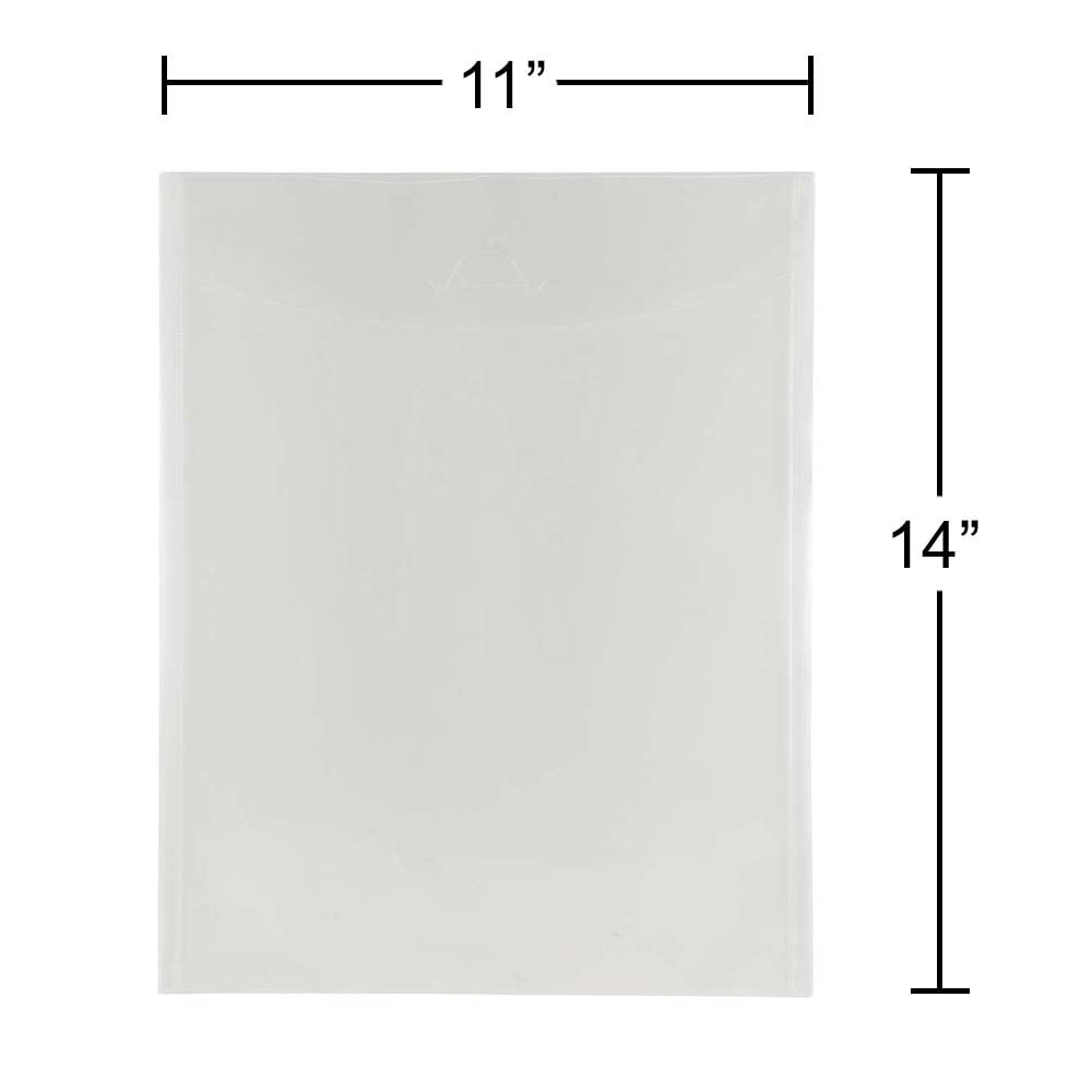 JAM Paper Plastic Tuck Flap Envelopes, 11x14, 12/Pack, Clear, Open End