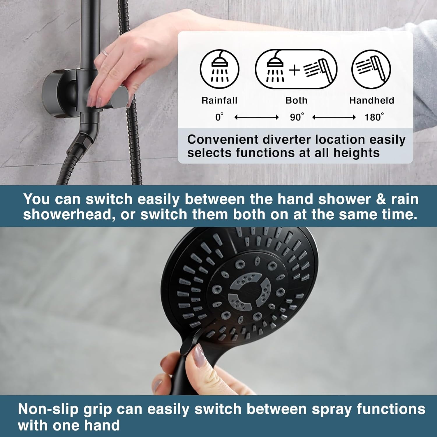 BRIGHT SHOWERS High Pressure Rain Showerhead Fixed Shower Head Angle  Adjustable Bathroom Showerhead, 1-Min Installation (PSH1382)
