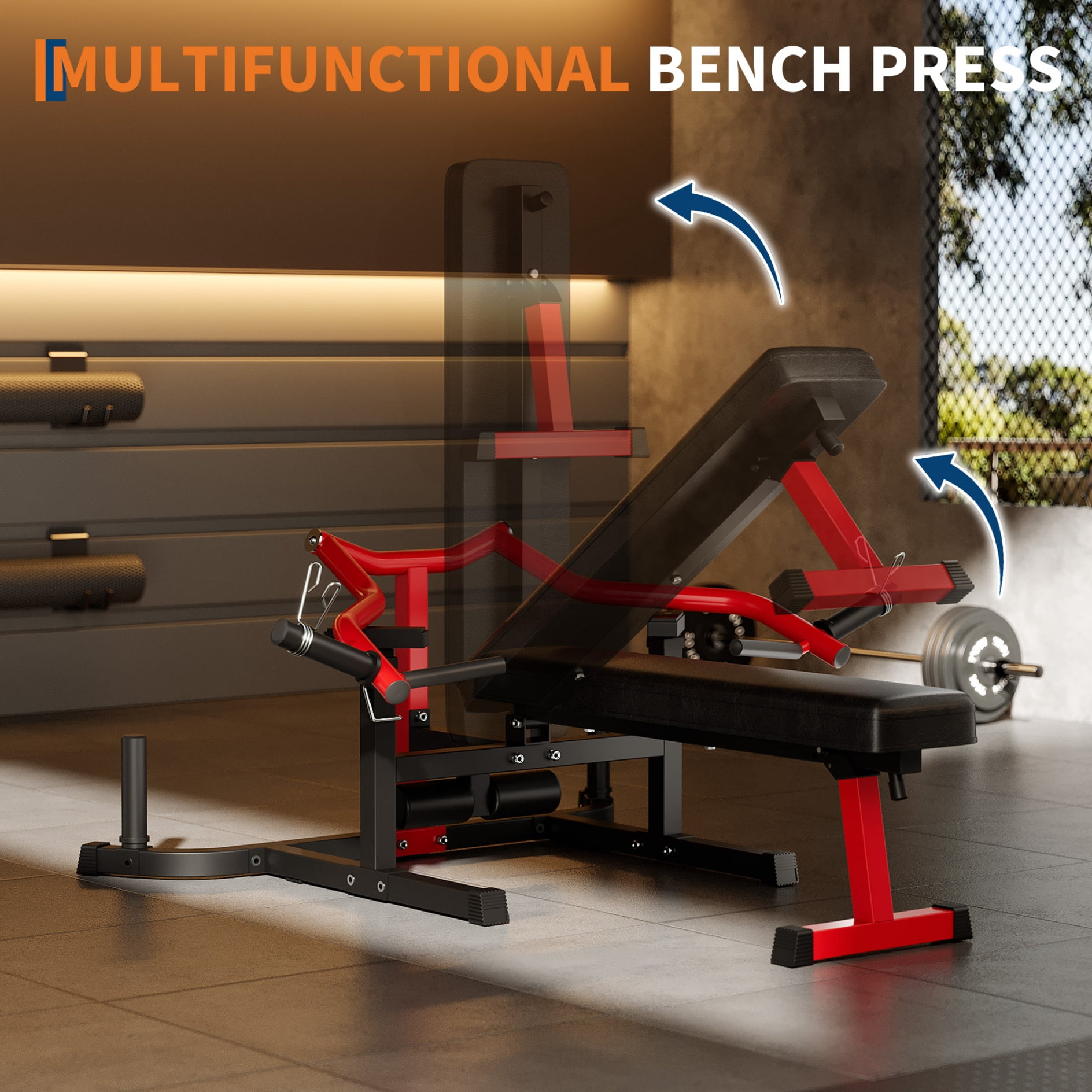 JoanKaren 4-in-1 Bench Press Machine,1250lbs Chest Press Machine with Independent Converging Arms,Flat Incline Bench