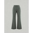 thumbnail image 4 of Women's High-Waisted Flare Pants, Front Seam Detail, Stretch Fabric, Suitable For Casual, Formal Occasions And Parties, Black, 4 of 6