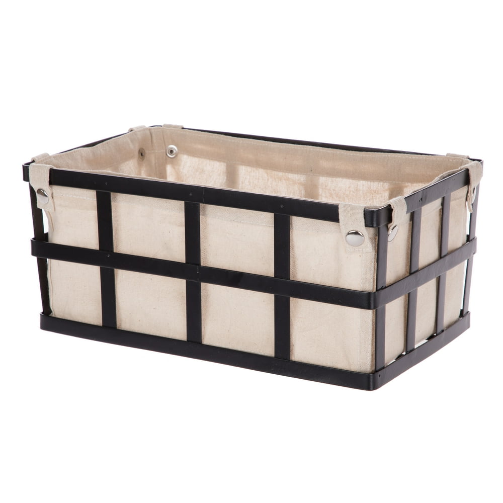 Mainstays Black Rectangle Metal Storage Basket with Removable Liner