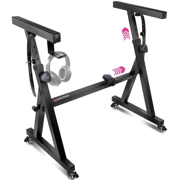 Soporte para teclado Liquid Stands con ruedas, estilo Z, color negro