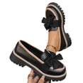 thumbnail image 7 of Xucatan Women's Patent Leather Loafers, Round Toe Closed Toe Low Heel Slip On Shoes with Chunky Sole, British Style Comfortable Platform Flats, Versatile Casual Office Footwear Gift, 7 of 7