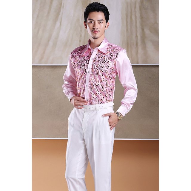 Camisa con lentejuelas para hombre, disfraz de actuación, disfraz de coro para adultos, disfraz de escenario, actuación de baile, camisa de manga larga