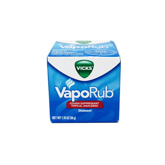 Vicks VapoRub, Original, Cough Suppressant, Topical Chest Rub & Analgesic Ointment, Medicated Vicks Vapors, Relief from Cough Due to Cold, Aches & Pains, 1.76oz