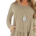 thumbnail image 3 of Women Casual Spring Ruffle Hem Long-Sleeved Casual One-Piece A Line Solid Swing Mini Dress, 3 of 6