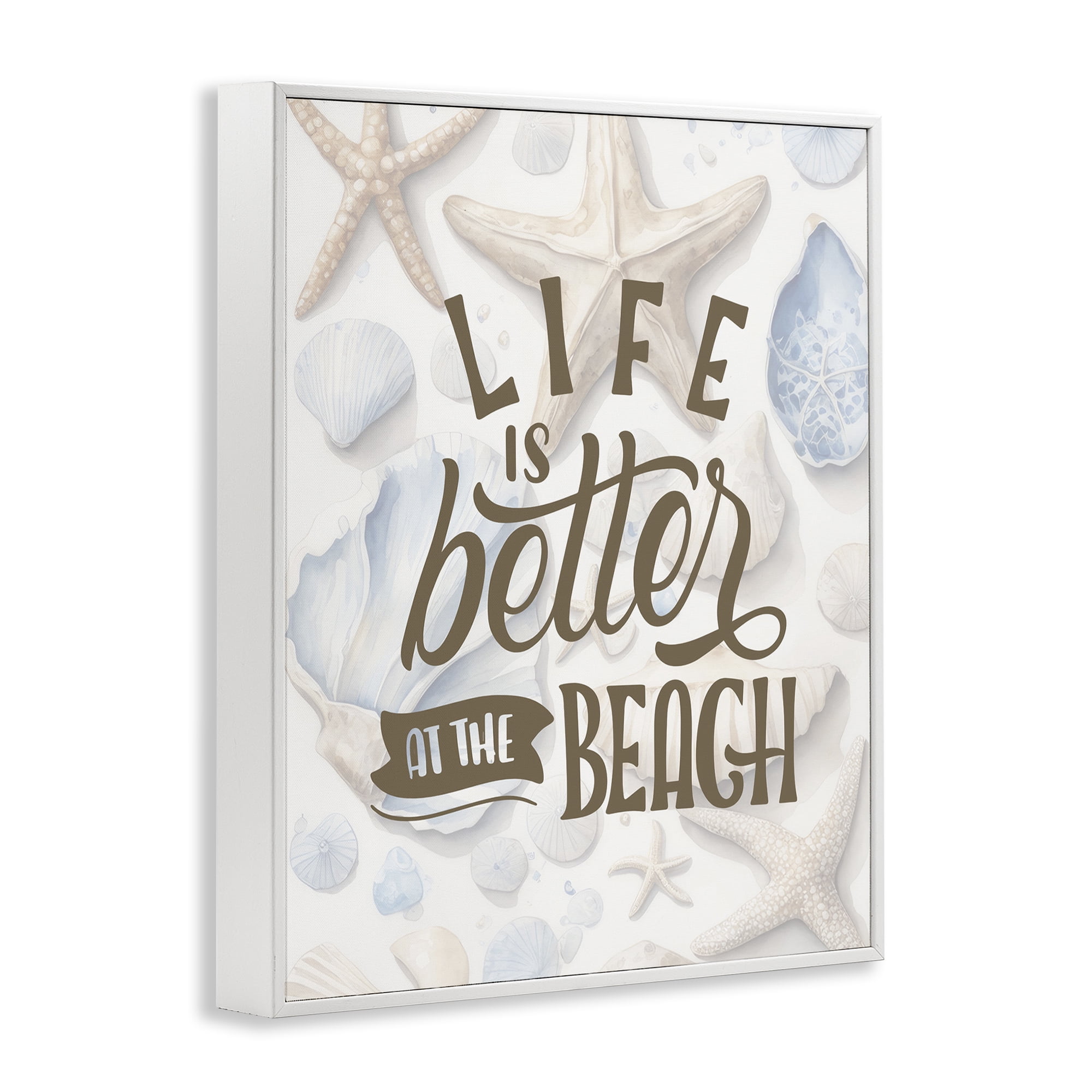 Stupell Industries Patterned Beach Phrase Typography Painting White Framed Art Print Wall Art, 16 x 20
