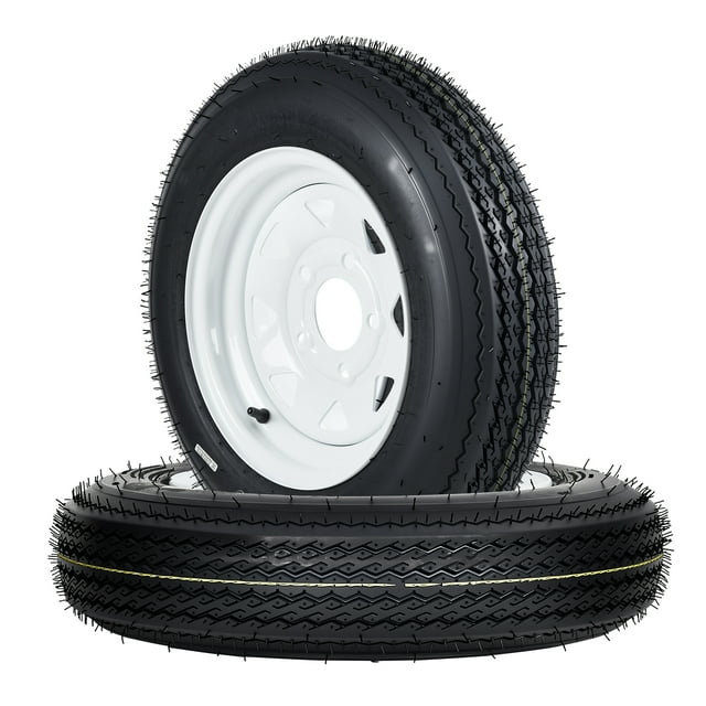Robust Trailer Tire and Wheel Set - 4.80-12, 6PR Load Range C, 5 Lug White Modular Rims, 990lb Capacity - Utility, Boat, Camper Trailers