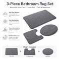 thumbnail image 3 of Bathroom Rug Set, 3 Pieces Shaggy Soft Non-Slip Mats Absorbent Toilet Mat,Rectangular Area Rug, U-Shaped Bath Mat, Elongated Toilet Lid Cover (Grey), 3 of 10