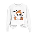 thumbnail image 6 of Womens Sweatshirt Casual Coffee Ghost Pumpkin Graphic Crew Neck Long Sleeve Pullover Cutecore Streetwear Halloween Top Fall Spring Outfits White 2XL, 6 of 6