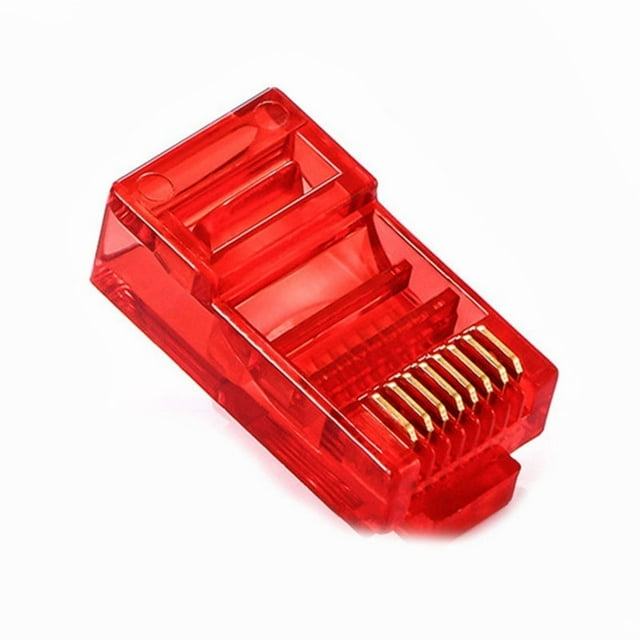 20/50/100PCS RJ45 Ethernet Cables Module Plug Network Connector RJ-45 Crystal Heads Cat5 Color Cat5e Gold Plated Cable Red 50 PCS