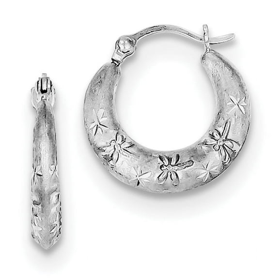 Primal Silver Sterling Silver Rhodium-plated Diamond Cut Hoop Earrings