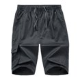 thumbnail image 4 of HIMONE Men Cargo Pants Cotton Drawstring Elastic Waist Casual Loose Plus Size Shorts for Summer, 4 of 4