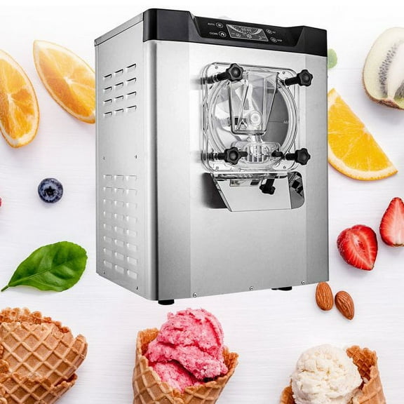 KFFKFF Commercial Ice Cream Machine 1400W 5.3 Gallons Per Hour Hard Serve Yogurt Maker with LED Display, Silver