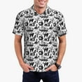 thumbnail image 3 of Balery Black White Halloween Printed Men’s Short Sleeve Polo Shirt, Midweight Men's Shirt,Golf Polo shirts -3X-Large, 3 of 9
