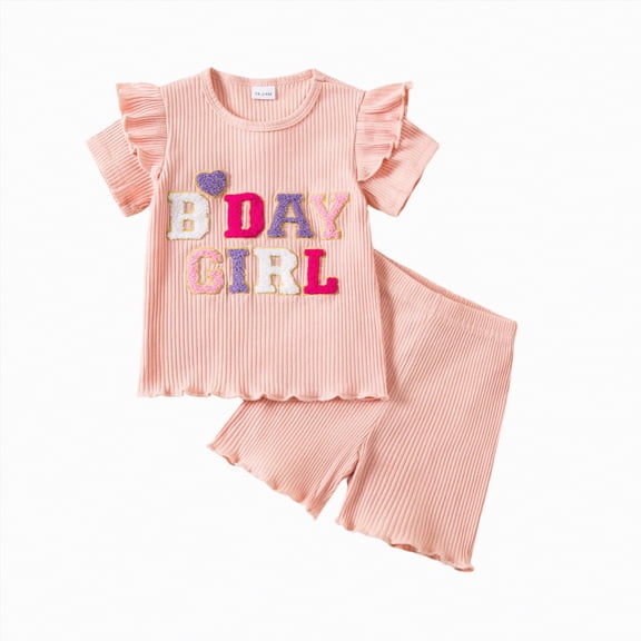 Xyant Baby Birthday Girl Outfit Birthday Girl Print Short Sleeve T-Shirt Elastic Shorts Infant Summer Princess 2 Pcs Clothes Set (Red,4-5 Years)