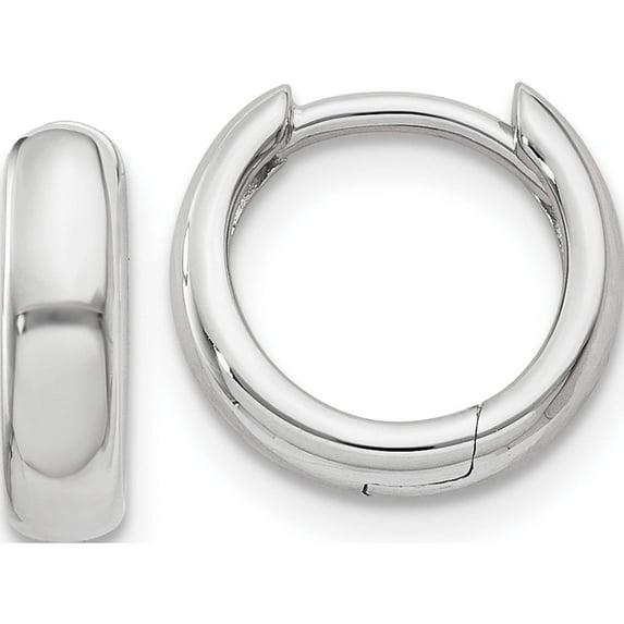 14K White Gold Round Hinged Hoop Earrings (8 X 3) Made In India xy1124