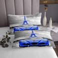 thumbnail image 3 of Erosebridal Racing Car Coverlet Set Twin, Eiffel Tower Bedding Set, Speed Sport Bedspread Sets Twin Size, Microfiber Room Decoration, 2 Pieces, 3 of 5