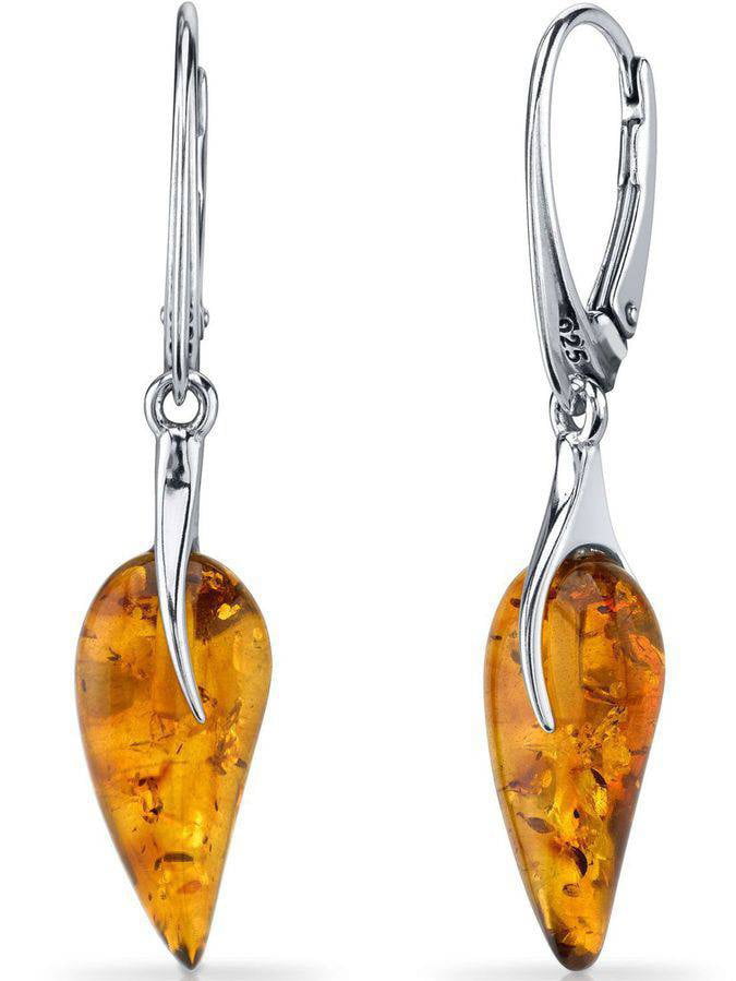 Amber and Pearl Earrings,Handmade Earrings 925 silver earrings hooks Gemstone Earrings,Long Earrings