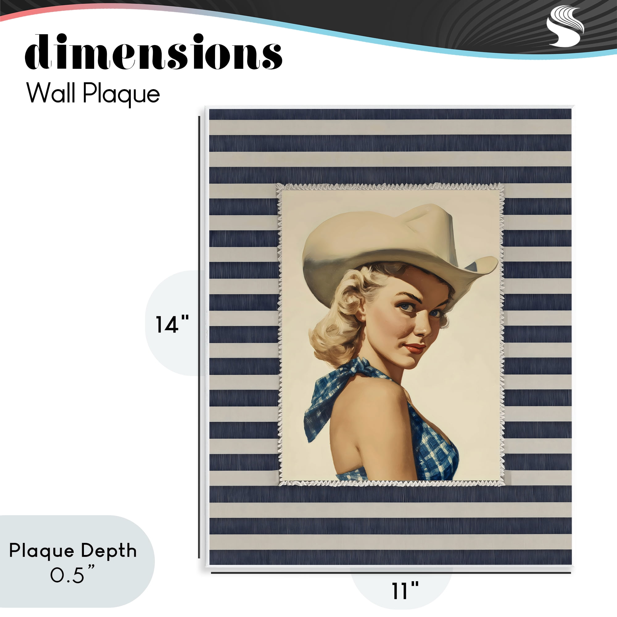 Stupell Industries Retro Cowgirl Stripes Wall Plaque Art, design by Arlington Prints