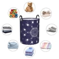 thumbnail image 3 of DouZhe Waterproof Collapsible Large Laundry Baskets, Spider Web Trap Prints Circular Hamper with Handles, Purple, 3 of 6