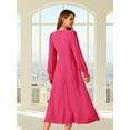 thumbnail image 5 of DARING DIVA Frilled Crewneck Long Sleeve Midi Fall Dress XL Hot Pink, 5 of 7