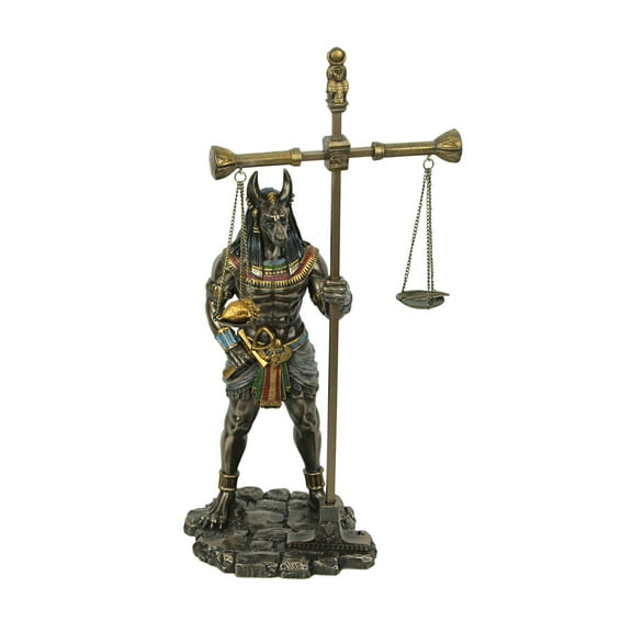 Veronese Design 13" Anubis Weighing The Heart On Scale Resin Sculpture Bronze Finish Egyptian Statue