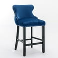 thumbnail image 3 of Smilegend Set of 2 Velvet Upholstered Barstools, Wingback Counter Height Chairs with Button Tufted Backrest, Wooden Legs and Chrome Nailhead Trim, Modern Leisure Bar Chairs (Blue), 3 of 8