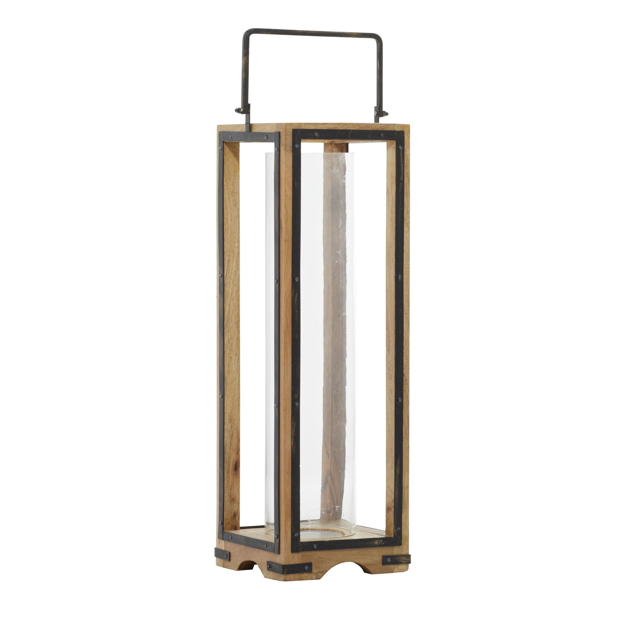 DecMode Brown Mango Wood Handmade Decorative Candle Lantern