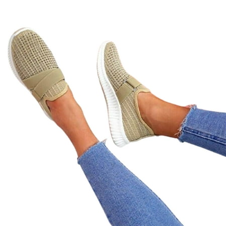 

Women s Slip On Walking Shoes Lightweight Casual Knit Loafer Sneakers Breathable Casual Walking Orthopedic Slip On Walking Shoes 40 Khaki
