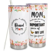 Mom Tumbler With Straw and Lid, Stainless Steel 20oz Tumbler for Mama Birthday Mother''s Day Christmas Gifts from Daughter Son