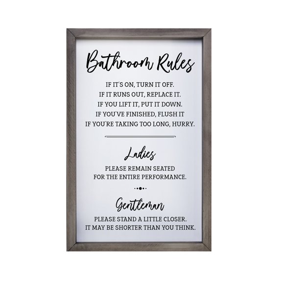 Funny Bathroom Decor Framed Shadow Box 7x10in (Bathroom Rules Ladies)