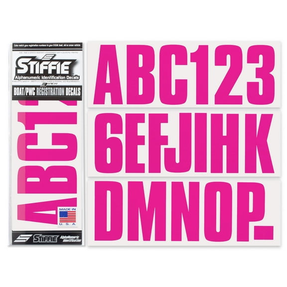 STIFFIE Uniline Berry 3" Alpha-Numeric Identification Custom Kit Registration Numbers & Letters Marine Stickers Decals for Boats & Personal Watercraft PWC