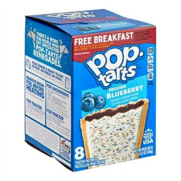 Pop-Tarts Frosted Blueberry Toaster Pastries, Bulk 2-Pack Foil Pouches, Professional Foodservice Breakfast & Snack, 48/Case