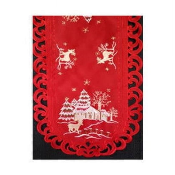 H8837-R Reindeer Red Oblong Table Cloth, 52 x 71 in.