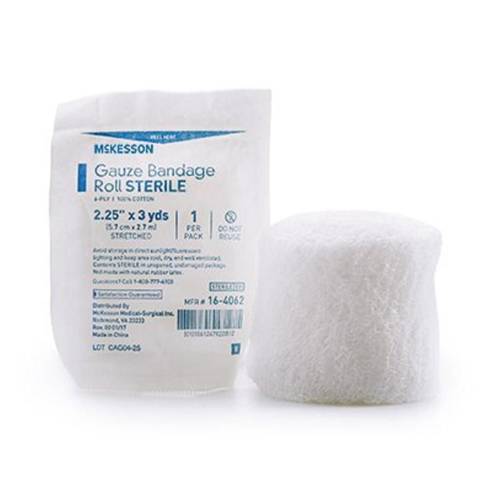 McKesson Fluff Bandage Roll Gauze, 6Ply, 21/4 Inch X 3 Yard Roll