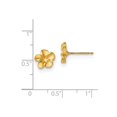 thumbnail image 2 of Real 14kt Yellow Gold Satin Diamond-cut Plumeria Post Earrings; for Adults and Teens; for Women and Men, 2 of 2