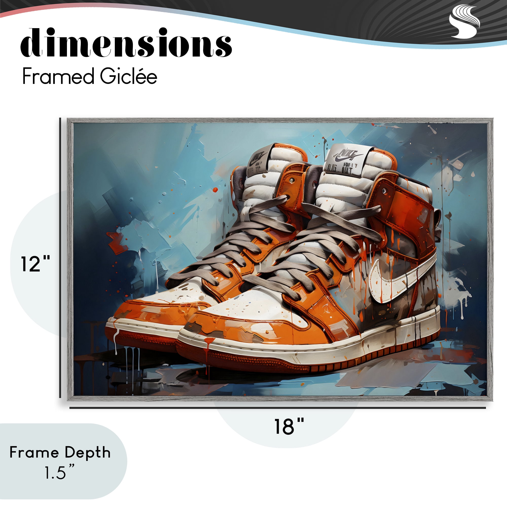 Stupell Industries Red & White Sneakers Splash Gray Framed Giclee Art, design by Creative Studio