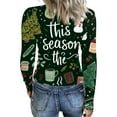 thumbnail image 3 of Christmas Shirts for Women Ribbed Knit Tops Graphic Merry Christmas Tree Print Fitted Long Sleeve Tee Top Fall Winter Trendy Clothes, 3 of 5