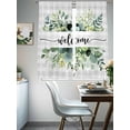 thumbnail image 4 of Welcome Eucalyptus Leaves Sheer Curtains 63 Inch Long 2 Panels, Green Leaf White Gray Plaid Light Filtering Rod Pocket Semi Sheer Curtains, Sheer Voile Drapes for Living Room Bedroom, 52"x63", 4 of 5