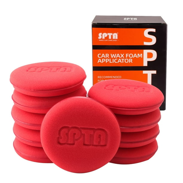 Almohadillas aplicadoras de espuma de cera SPTA, 10 unidades, para limpieza de coches, color rojo