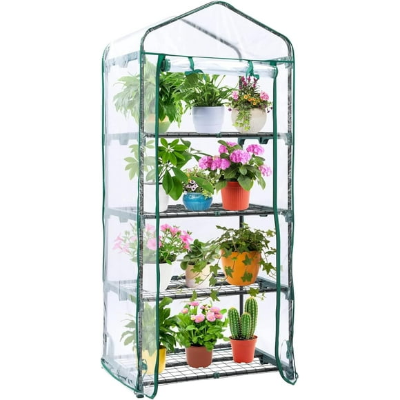 Mini Greenhouse for Outdoors Indoor Small Green House , Portable Plastic Greenhouses  Heavy Duty Transparent PVC Cover for Winter Garden Patio Backyard Porch Balcony（Excluding Shelves）