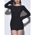 thumbnail image 2 of Diconna Robe Courte Ajustée d'Automne pour Femmes Noire à Manches Longues Dos Nu avec Nœud Robe de Cocktail, 2 of 9