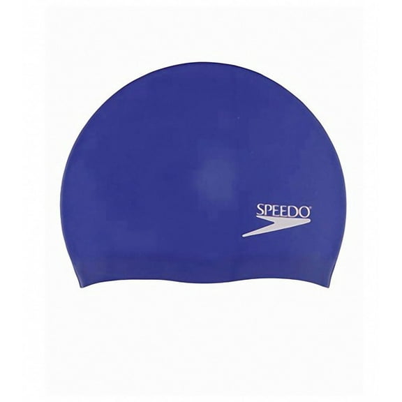 Speedo Adult Solid Silicone Swimming Dome Swim Cap - Blue, One-Size Stretch Fit