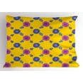 thumbnail image 1 of Aster Pillow Sham, Symmetrical Mosaic Pattern of Flowers on a Yellow Background, Decorative Standard Size Printed Pillowcase, 26 X 20 Inches, Dark Magenta Violet Blue Yellow, by Ambesonne, 1 of 2