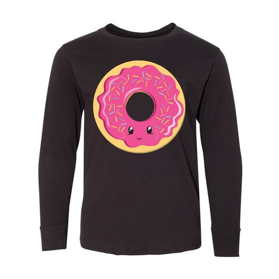 Inktastic Hot Pink Donut Long Sleeve Youth T-Shirt