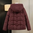 thumbnail image 2 of Pounoo Women's Puffer Hooded Jackets Lightweight Quilted Jacket Casual Trendy Warm Down Long Sleeve Coats with Pockets Gift, 2 of 9